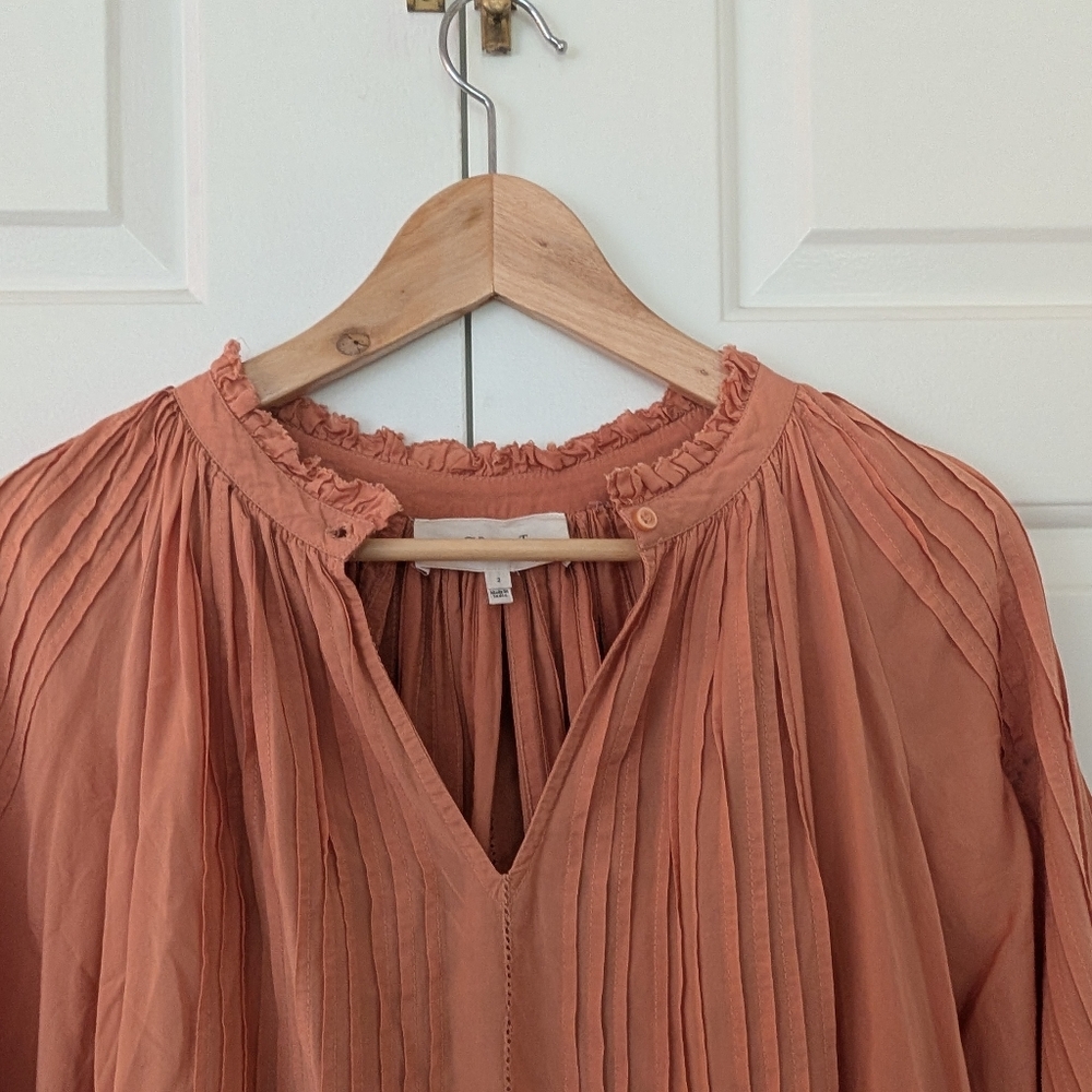 The Great Lightweight Pintuck Blouse - Color Is Terra Cotta - Picture 9 of 14
